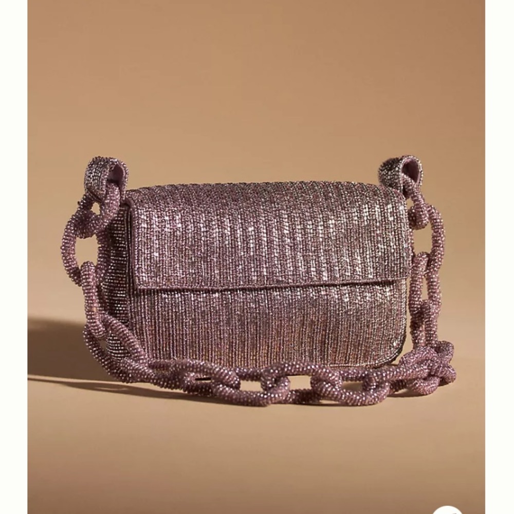 Anthropologie Purple Beaded Bag